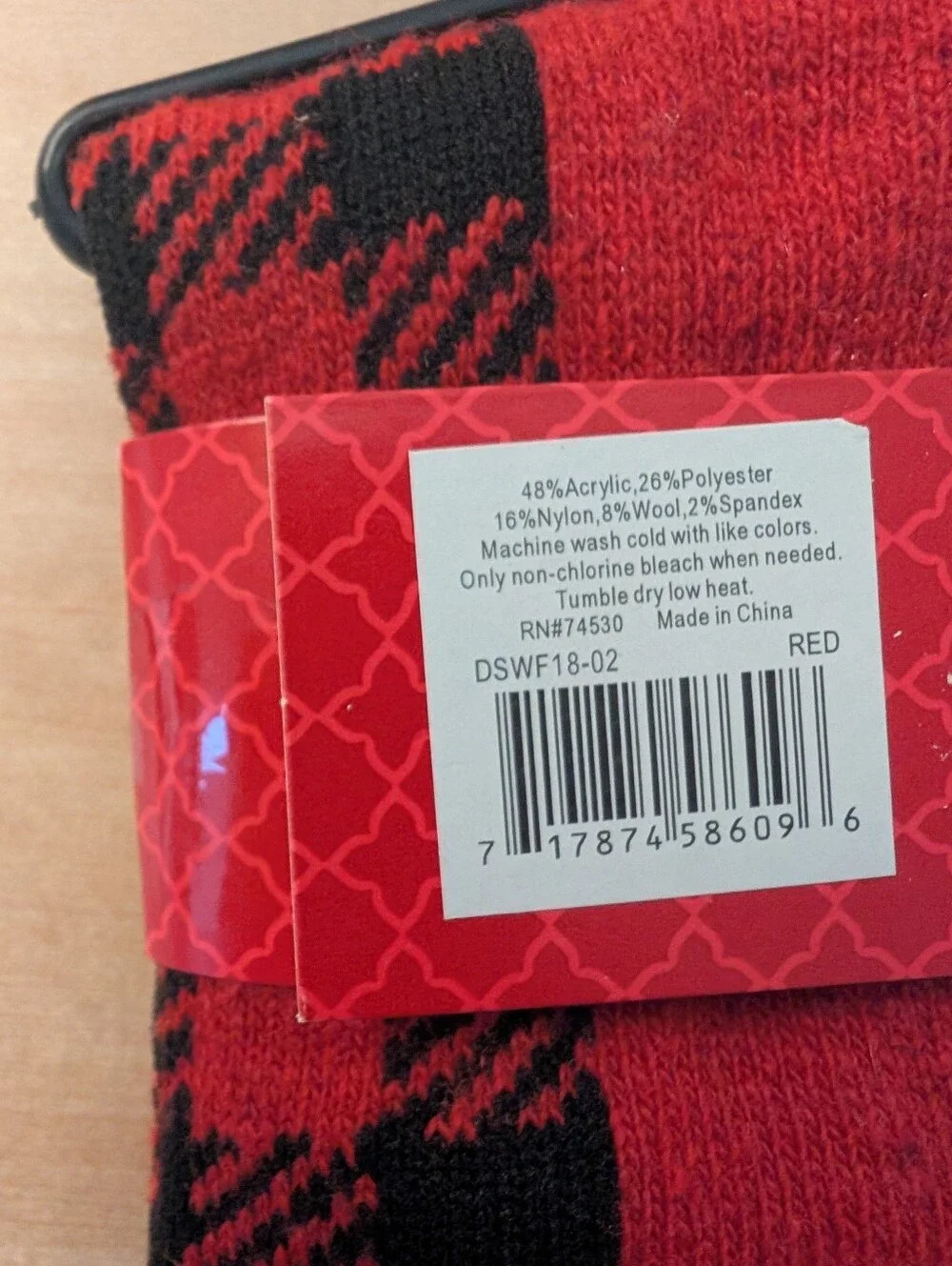 Kelly & Katie Wool Blend Red and Black Plaid Women's Socks